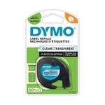 DYMO 12267 - 4m plastic tape zwart op transparant / LetraTag tape / 12 mm (origineel)