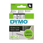 DYMO 45010 - 7m zwart op transparant / zelfklevend tape / D1 / 12mm (origineel)