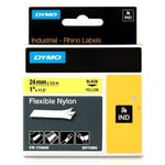 DYMO 1734525 - 3,5m zwart op geel / IND Rhino flexibel nylon tape / zelfklevend / 24mm (origineel)