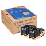 Epson S050608 dubbelpak toner cartridge cyaan (origineel)