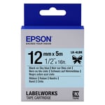 Epson LK-4LBK satijnlint tape zwart op lichtblauw 12mm (origineel)