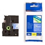 Brother TZe-555 - 8m wit op blauw / gelamineerd tape / 24mm (origineel)