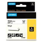 DYMO 18445 - 5,5m zwart op wit / IND Rhino vinyl tape / zelfklevend / 19mm (origineel)