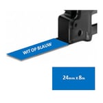 Brother TZe-555 - 8m wit op blauw / gelamineerd tape / 24mm (huismerk)