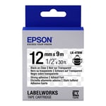 Epson LK-4TBW extra klevende tape zwart op transparant 12mm (origineel)