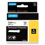 DYMO S0718210 / 18483 IND Rhino tape permanent polyester zwart op wit 12mm (origineel)