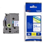 Brother TZe-253 - 8m blauw op wit / gelamineerd tape / 24mm (origineel)