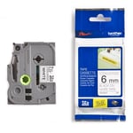 Brother TZe-S211 - 8m zwart op wit / gelamineerd tape / sterk klevend / 6mm (origineel)