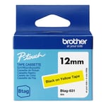 Brother Btag-631 niet-gelamineerde tape zwart op geel 12 mm (origineel)
