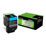 Lexmark 80C2HC0 toner cartridge cyaan hoge capaciteit nr. 802HC (origineel)