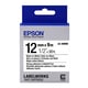 Epson LK-4WBW extra klevende tape zwart op wit 12mm (origineel) | EPSLK-4WBW