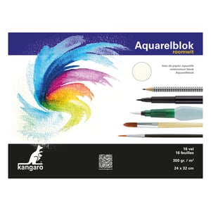 Kangaro K-5302 aquarelpapier / roomwit / 300 grams / 24 x 32 cm / 16 vel