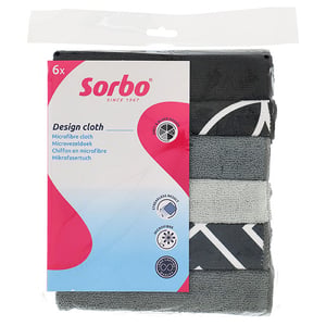 Sorbo Microvezeldoeken / grijs/zwart / 6 stuks