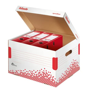 Esselte 623914 speedbox opberg- en transportdoos / A4 / karton / wit & rood / 15 stuks
