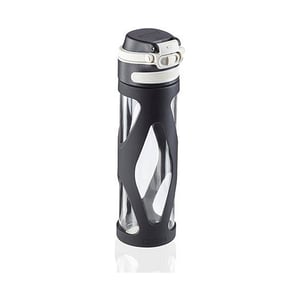 Leifheit 3254 flip glazen drinkfles / 600 ml / zwart