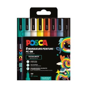 POSCA PC-3M verfmarkerset / Retro kleuren / ronde punt / 0,9 - 1,3 mm / 8 stuks