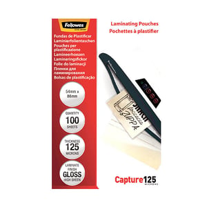 Fellowes lamineerhoes / glanzend / 54 x 86 mm / 2x125 micron / 100 stuks