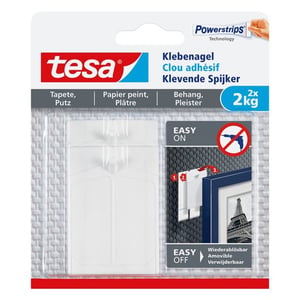 Tesa klevende spijker / gevoelige oppervlakken / wit / 2 kg (per stuk) / 2 stuks