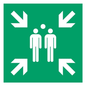 Djois waarschuwingsbord verzamelplaats / kunststof / groen/wit / 200 x 200 mm