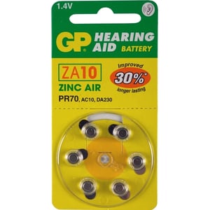 GP PR70 gehoorapparaat batterij / ZA10 / geel / 6 stuks