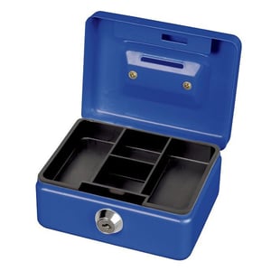 Maul 5603037 stalen geldkist / metaal / blauw / met slot
