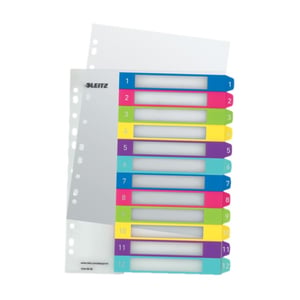 Leitz WOW printbare A4+ tabbladen / kunststof / 12 tabs / 11-gaats