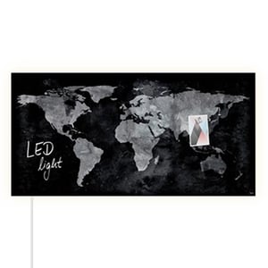 Sigel SI-GL409 magnetisch glasbord wereldkaart / LED licht / 91 x 46 cm