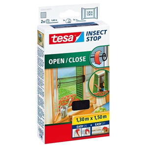 Tesa vliegenhor Insect Stop / comfort open/close / raam / 130 x 150 cm / zwart