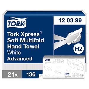 Tork Xpress Zachte Multifold Handdoeken / 2-laags / 21 pakken / Geschikt voor Tork H2 dispenser