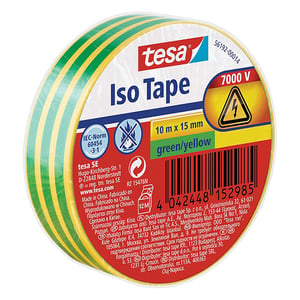 Tesa 56192-00014-22 isolatietape / groen/geel / 15 mm x 10 m