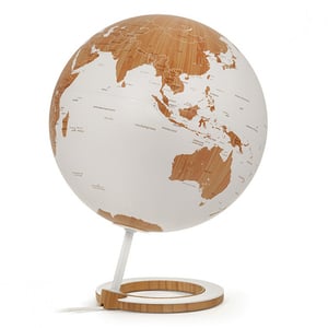 Atmosphere wereldbol met verlichting / Bamboe / 25 cm
