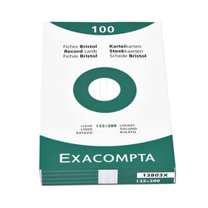 Exacompta 13803X systeemkaart / gelinieerd / wit / 125 x 200 mm / 100 stuks