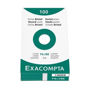 Exacompta 13800B systeemkaart / gelinieerd / wit / 74 x 105 mm / 100 stuks