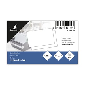 Kangaro K-6100-WI systeemkaart / blanco / wit / 90 x 55 mm / 100 stuks