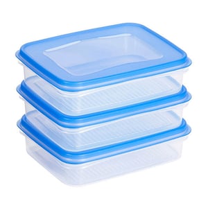 Sunware Club Cuisine diepvriesdozen / transparant/blauw / 0,7 liter / 3 stuks