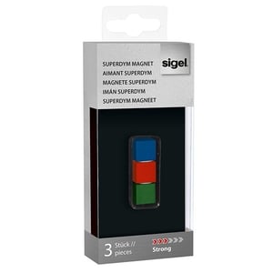 Sigel glasmagneet / SuperDym / standaard kleuren / kubus / 11 x 11 x 11x mm / 3 stuks