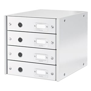 Leitz 6049 WOW ladeblok / wit metallic / 4 laden