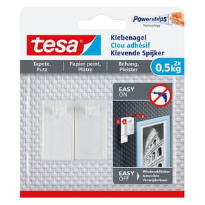Tesa klevende spijker / gevoelige oppervlakken / wit / 0,5 kg (per stuk) / 2 stuks