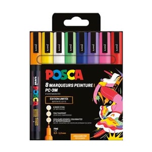 POSCA PC-3M verfmarkerset / Pop kleuren / ronde punt / 0,9 - 1,3 mm / 8 stuks